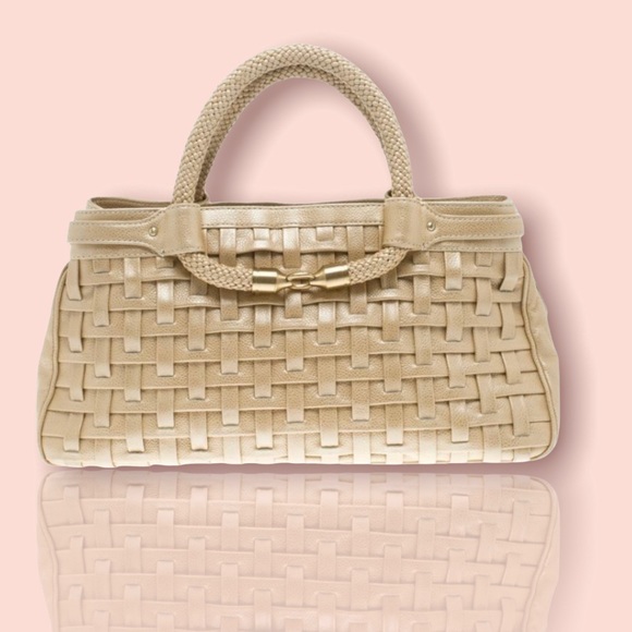 Cole Haan Beige Woven Leather Tote - Picture 2 of 8